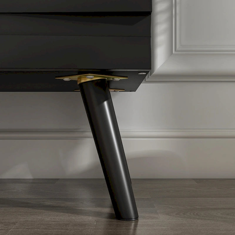 Modern Black Buffet Cabinet with Ample Storage Space Lacquer Sideboard