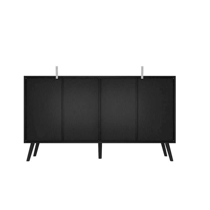 Modern Black Buffet Cabinet with Ample Storage Space Lacquer Sideboard