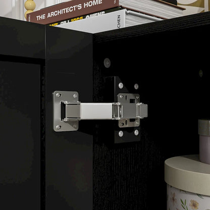 Modern Black Buffet Cabinet with Ample Storage Space Lacquer Sideboard