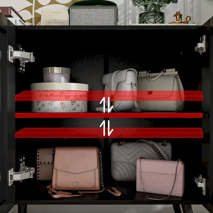 Modern Black Buffet Cabinet with Ample Storage Space Lacquer Sideboard