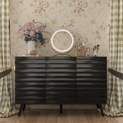 Modern Black Buffet Cabinet with Ample Storage Space Lacquer Sideboard
