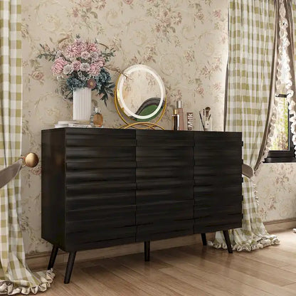 Modern Black Buffet Cabinet with Ample Storage Space Lacquer Sideboard