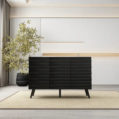 Modern Black Buffet Cabinet with Ample Storage Space Lacquer Sideboard