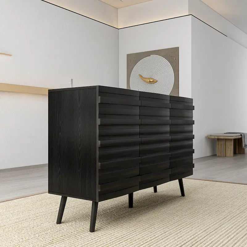 Modern Black Buffet Cabinet with Ample Storage Space Lacquer Sideboard