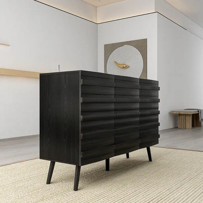 Modern Black Buffet Cabinet with Ample Storage Space Lacquer Sideboard
