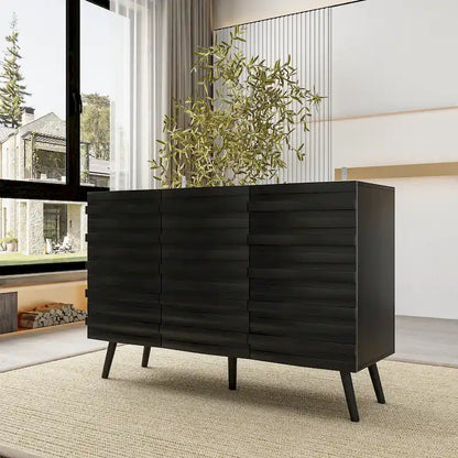 Modern Black Buffet Cabinet with Ample Storage Space Lacquer Sideboard