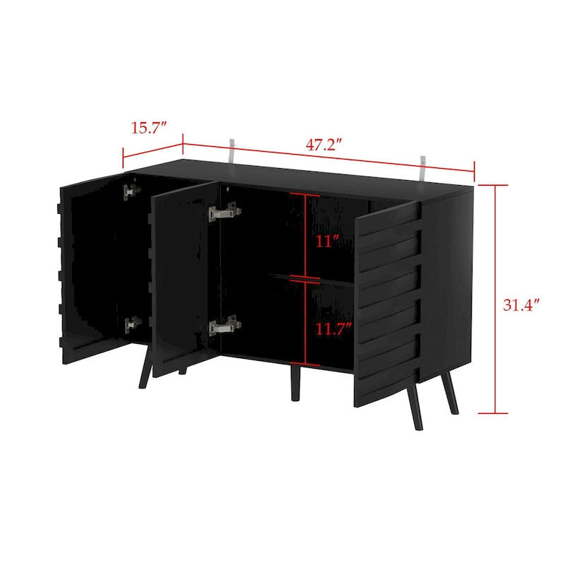 Modern Black Buffet Cabinet with Ample Storage Space Lacquer Sideboard
