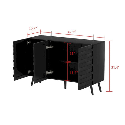 Modern Black Buffet Cabinet with Ample Storage Space Lacquer Sideboard