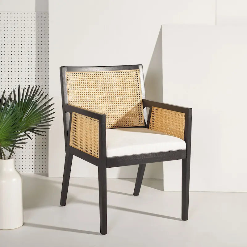 SAFAVIEH Couture Lupita Rattan Dining Chair - 21.9 W x 24.8 L x 33.9 H - 22Wx25Dx34H