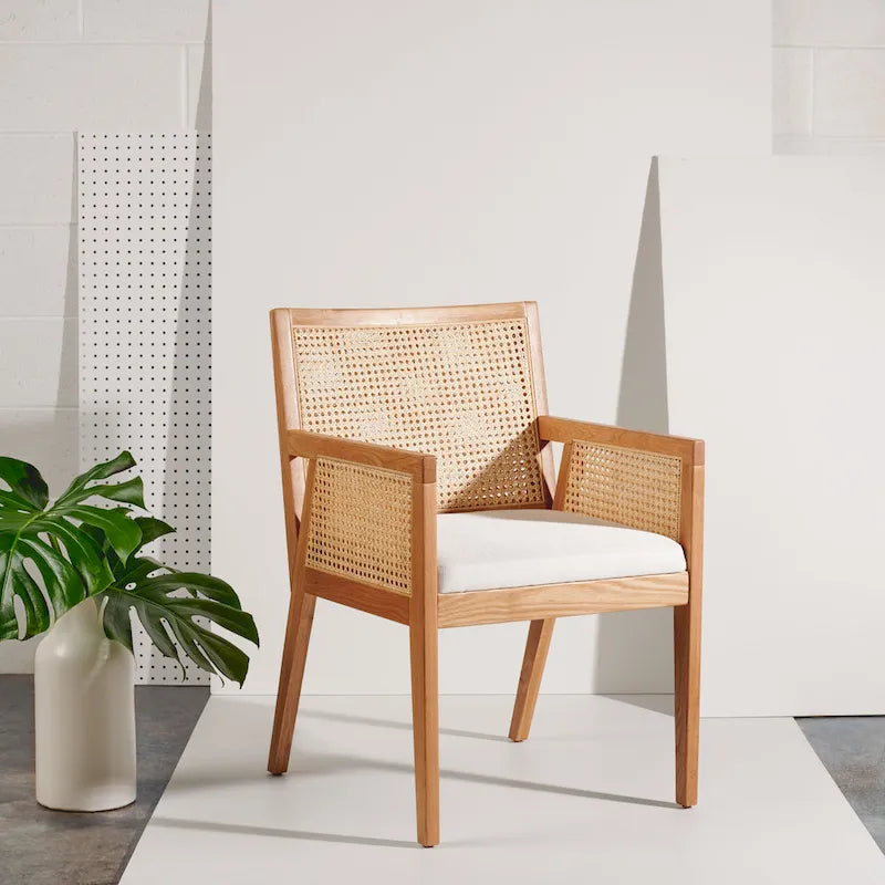 SAFAVIEH Couture Lupita Rattan Dining Chair - 21.9 W x 24.8 L x 33.9 H - 22Wx25Dx34H