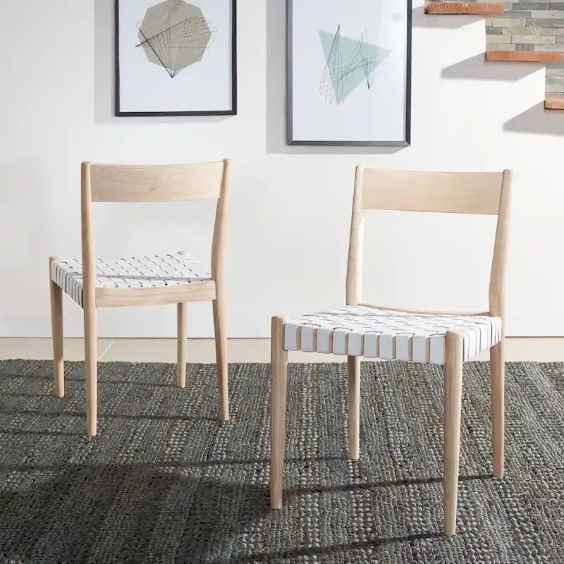 SAFAVIEH Myrle Leather Dining Room Chair (Set of 2) - 18.5 W x 20 L x 31.5 H - 19Wx20Dx32H