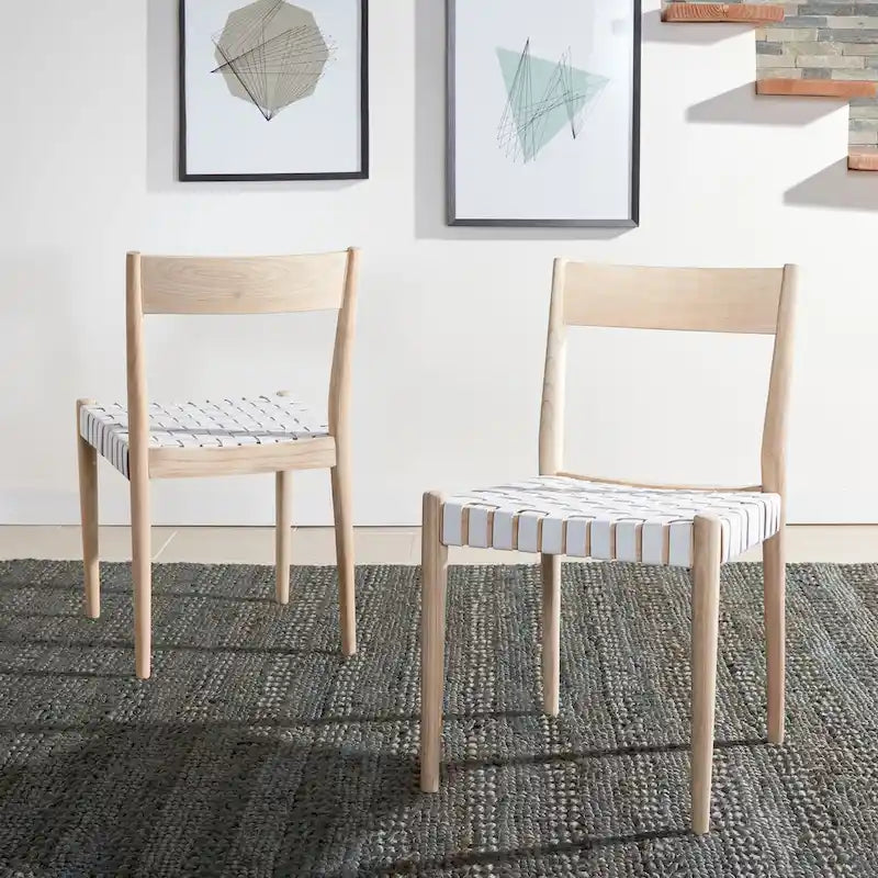 SAFAVIEH Myrle Leather Dining Room Chair (Set of 2) - 18.5 W x 20 L x 31.5 H - 19Wx20Dx32H