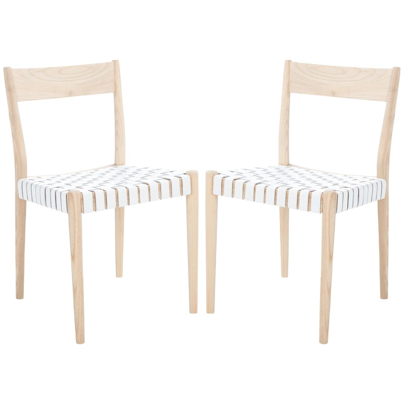 SAFAVIEH Myrle Leather Dining Room Chair (Set of 2) - 18.5 W x 20 L x 31.5 H - 19Wx20Dx32H