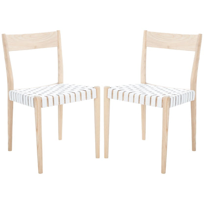 SAFAVIEH Myrle Leather Dining Room Chair (Set of 2) - 18.5 W x 20 L x 31.5 H - 19Wx20Dx32H