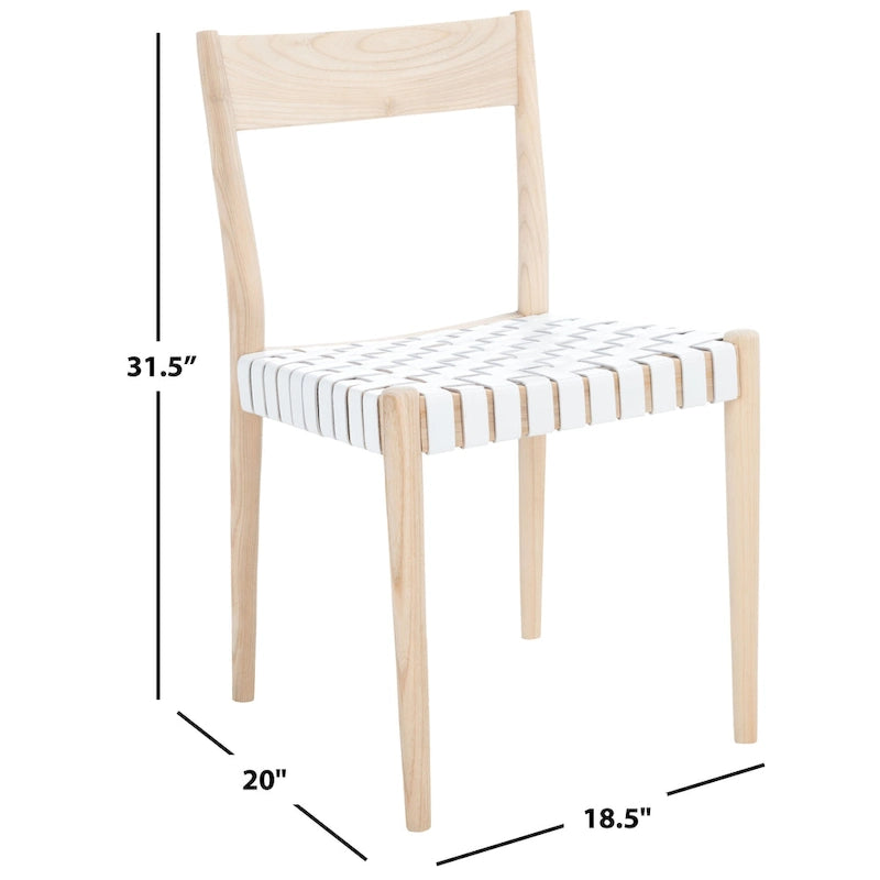 SAFAVIEH Myrle Leather Dining Room Chair (Set of 2) - 18.5 W x 20 L x 31.5 H - 19Wx20Dx32H