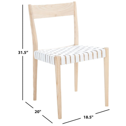 SAFAVIEH Myrle Leather Dining Room Chair (Set of 2) - 18.5 W x 20 L x 31.5 H - 19Wx20Dx32H