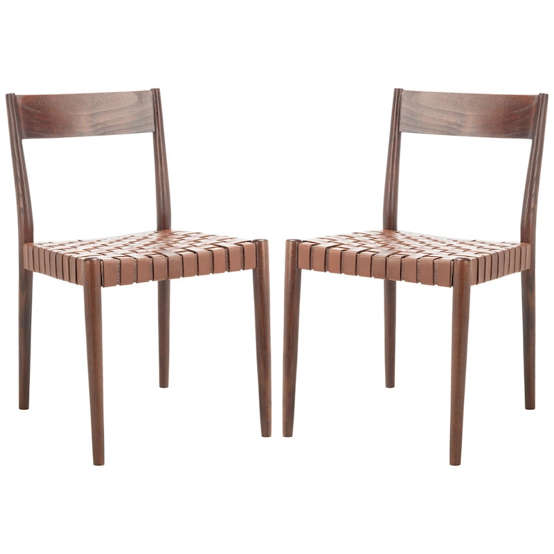 SAFAVIEH Myrle Leather Dining Room Chair (Set of 2) - 18.5 W x 20 L x 31.5 H - 19Wx20Dx32H