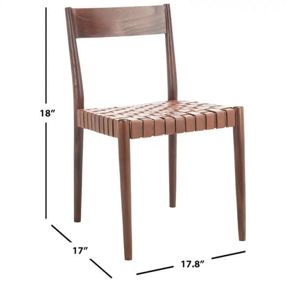 SAFAVIEH Myrle Leather Dining Room Chair (Set of 2) - 18.5 W x 20 L x 31.5 H - 19Wx20Dx32H
