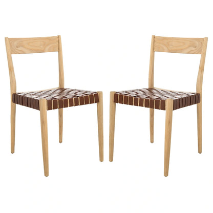 SAFAVIEH Myrle Leather Dining Room Chair (Set of 2) - 18.5 W x 20 L x 31.5 H - 19Wx20Dx32H
