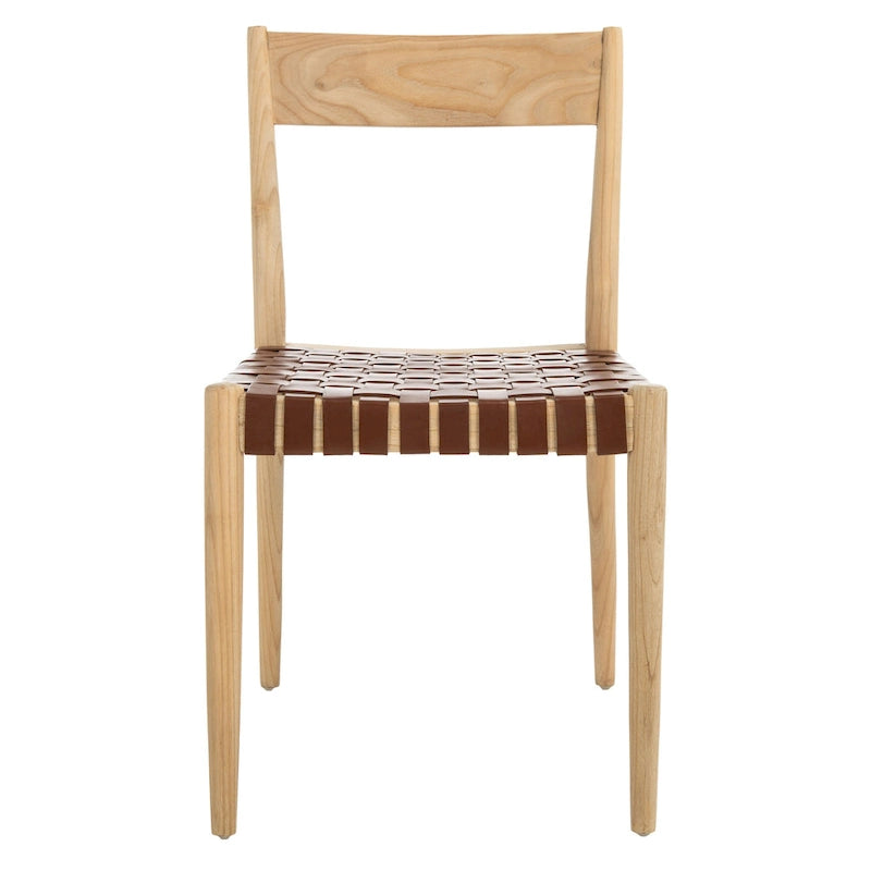 SAFAVIEH Myrle Leather Dining Room Chair (Set of 2) - 18.5 W x 20 L x 31.5 H - 19Wx20Dx32H