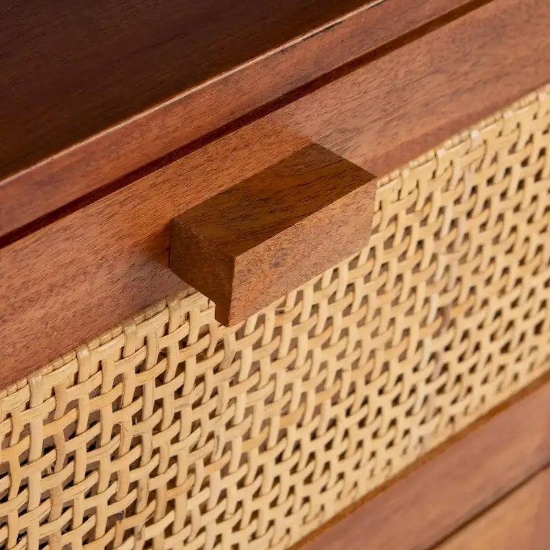 SAFAVIEH Dayana 2-Drawer Rattan Accent Table Nightstand