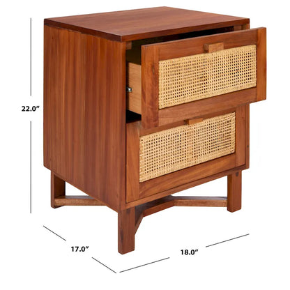 SAFAVIEH Dayana 2-Drawer Rattan Accent Table Nightstand
