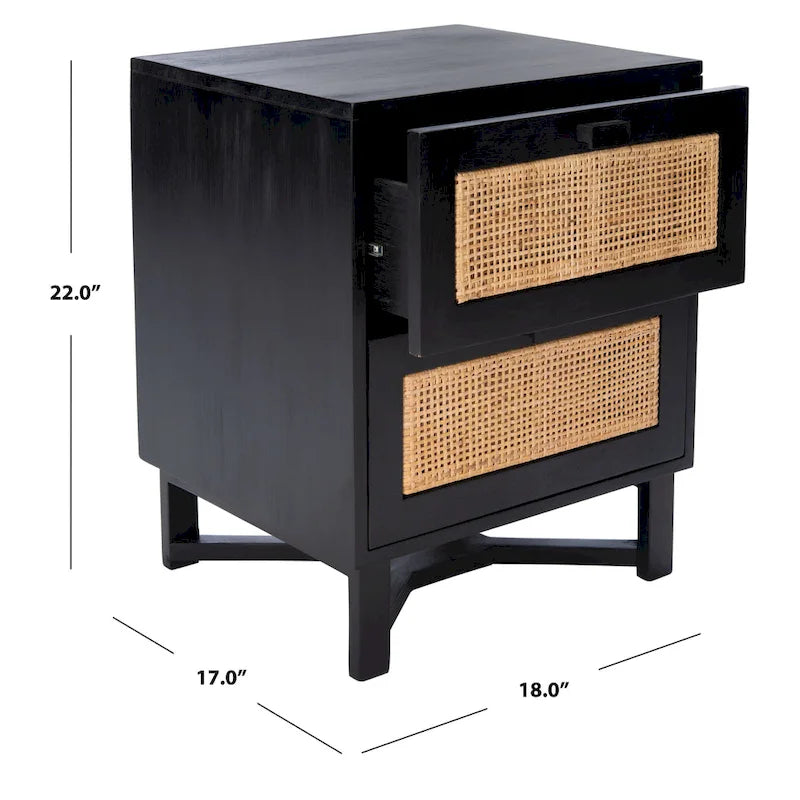 SAFAVIEH Dayana 2-Drawer Rattan Accent Table Nightstand