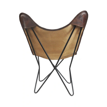 37 Blue and White Floral Faux Leather Sling-Style Butterfly Chair