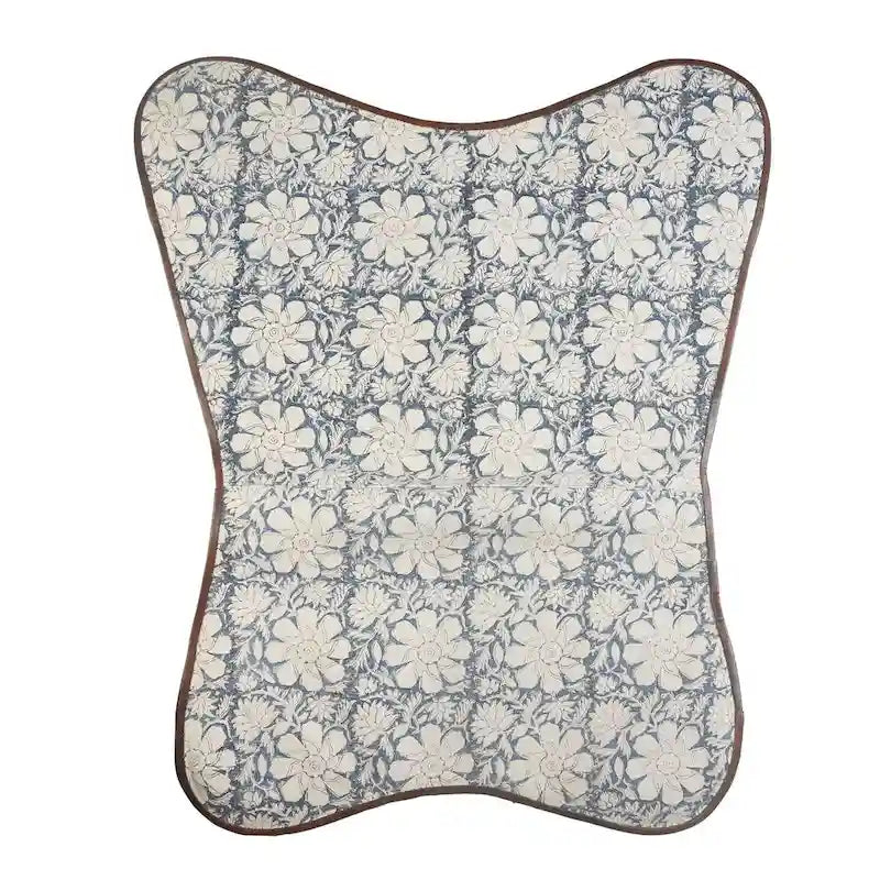 37 Blue and White Floral Faux Leather Sling-Style Butterfly Chair