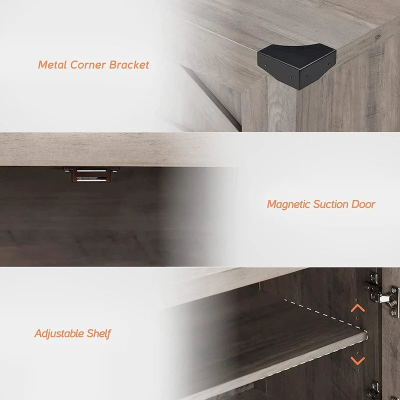 WAMPAT Modern Farmhouse Buffet Cabinet,Wood Sideboard for Living Room