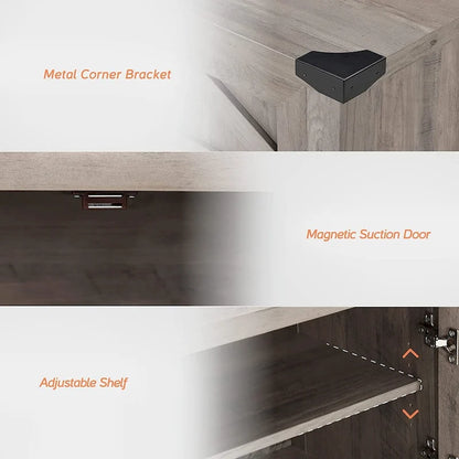 WAMPAT Modern Farmhouse Buffet Cabinet,Wood Sideboard for Living Room