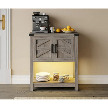 WAMPAT Modern Farmhouse Buffet Cabinet,Wood Sideboard for Living Room