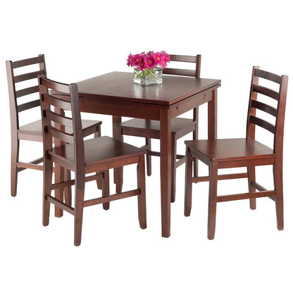 5-Pc Extendable Table with Ladder-back Chairs, Walnut