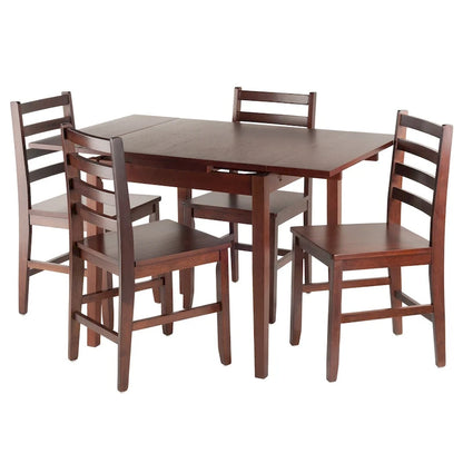 5-Pc Extendable Table with Ladder-back Chairs, Walnut