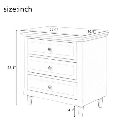 Modern Nightstand with 3 Drawers