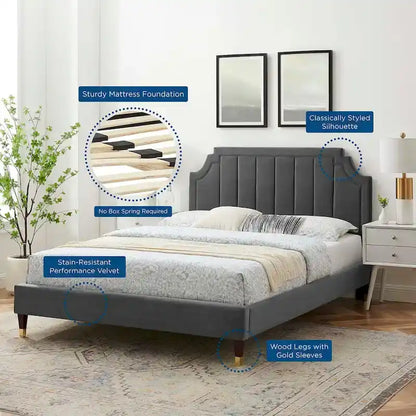 Sienna Performance Velvet Queen Platform Bed