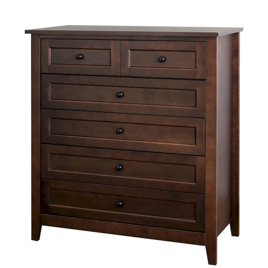 Solid Wood Spray-Painted Drawer Dresser Cabinet with Retro Round Handle, Auburn