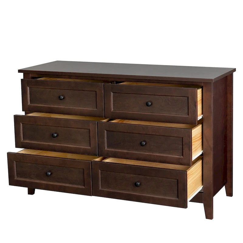 Solid Wood Spray-Painted Drawer Dresser Cabinet with Retro Round Handle, Auburn