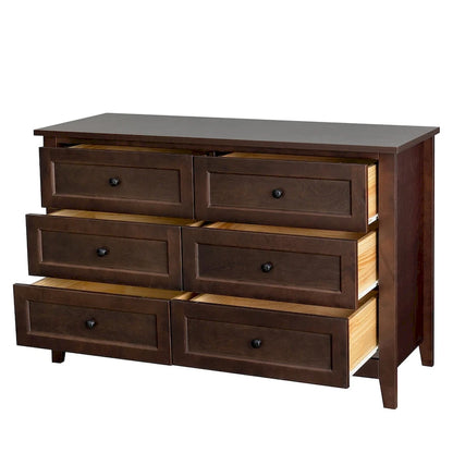 Solid Wood Spray-Painted Drawer Dresser Cabinet with Retro Round Handle, Auburn
