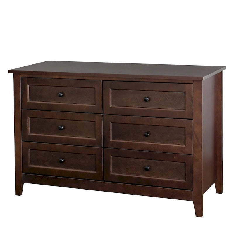 Solid Wood Spray-Painted Drawer Dresser Cabinet with Retro Round Handle, Auburn