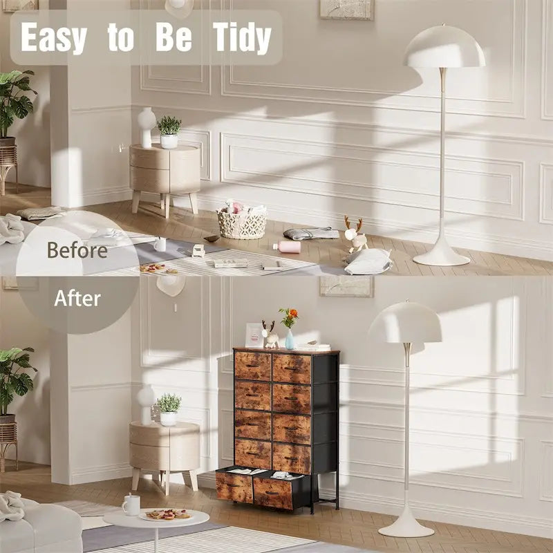 Storage Drawers Dresser with 10 Drawers and Sturdy Metal Frame