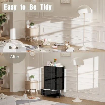 Storage Drawers Dresser with 10 Drawers and Sturdy Metal Frame