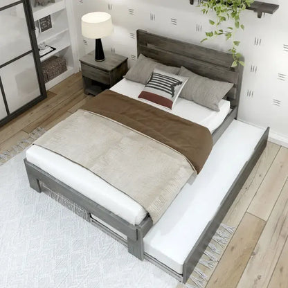 Plank and Beam Farmhouse Full Bed with Plank Headboard and Trundle