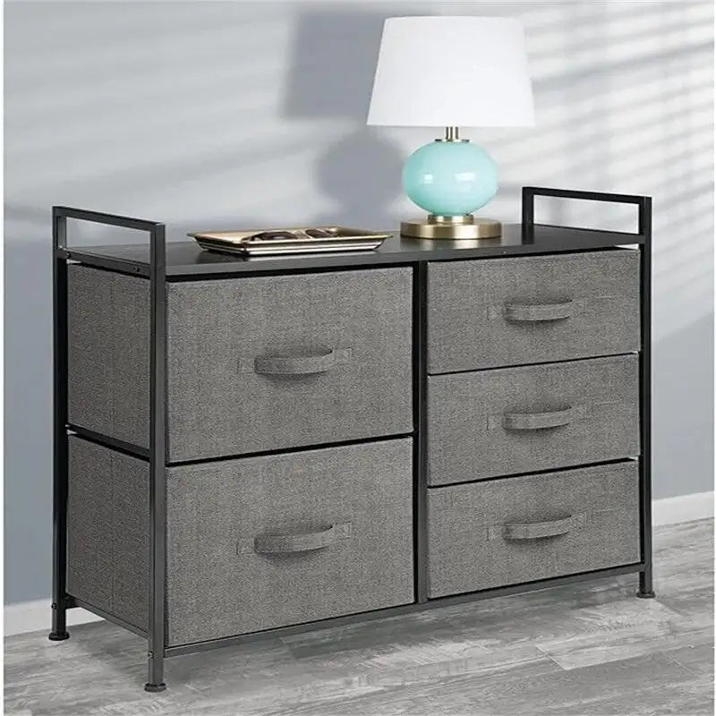 Wood Top Storage Dresser Furniture Unit with