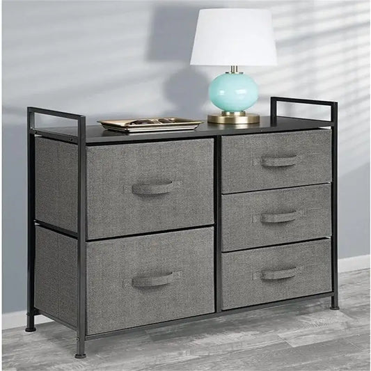 Wood Top Storage Dresser Furniture Unit with