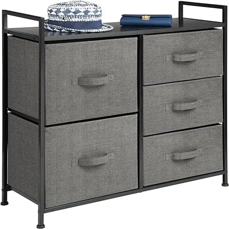 Wood Top Storage Dresser Furniture Unit with