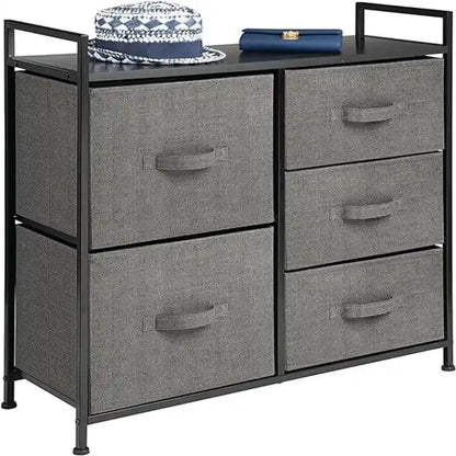 Wood Top Storage Dresser Furniture Unit with