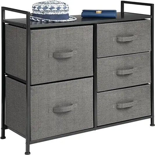 Wood Top Storage Dresser Furniture Unit with
