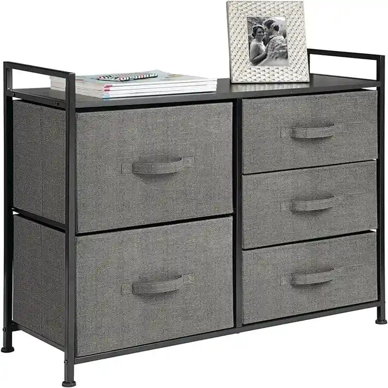 Wood Top Storage Dresser Furniture Unit with