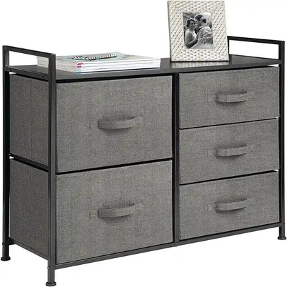 Wood Top Storage Dresser Furniture Unit with